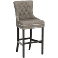 thumbnail image 4 of LinkRomat Counter Height Bar Stools Set of 2, 27''H Velvet Tufted Bar Stools with Back, Upholstered Leisure Style Bar Chairs for Kitchen Island, Dining Room, Pub(Light Grey), 4 of 11