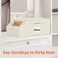 thumbnail image 3 of Aokeyee Hat Boxs for Baseball Caps - 2PCS Hat Organizer for Closet Stackable Storage with Clear Window Lid, Breathable Fabric (Beige), 3 of 6