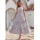 thumbnail image 2 of Vestido Maxi Floral PRETTYGARDEN con Nudo y Un Hombro Azul Talla M, 2 of 5