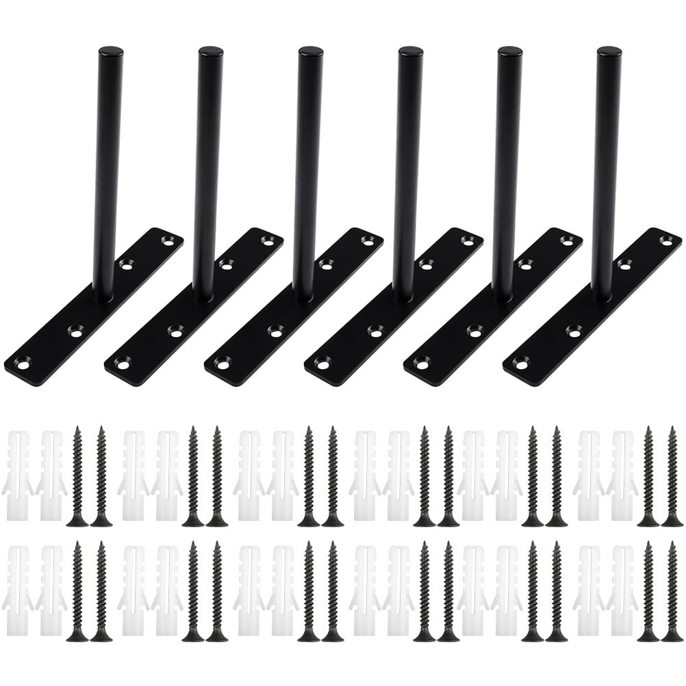 DECORNIJIA Bracket Black Steel 6Pcs Heavy Duty Floating Shelf Mount