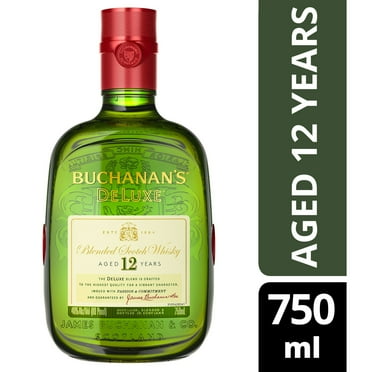 Buchanan's DeLuxe Aged 12 Years Blended Scotch Whisky Liquor, 750 ml 40% ABV, Glass Bottle, New