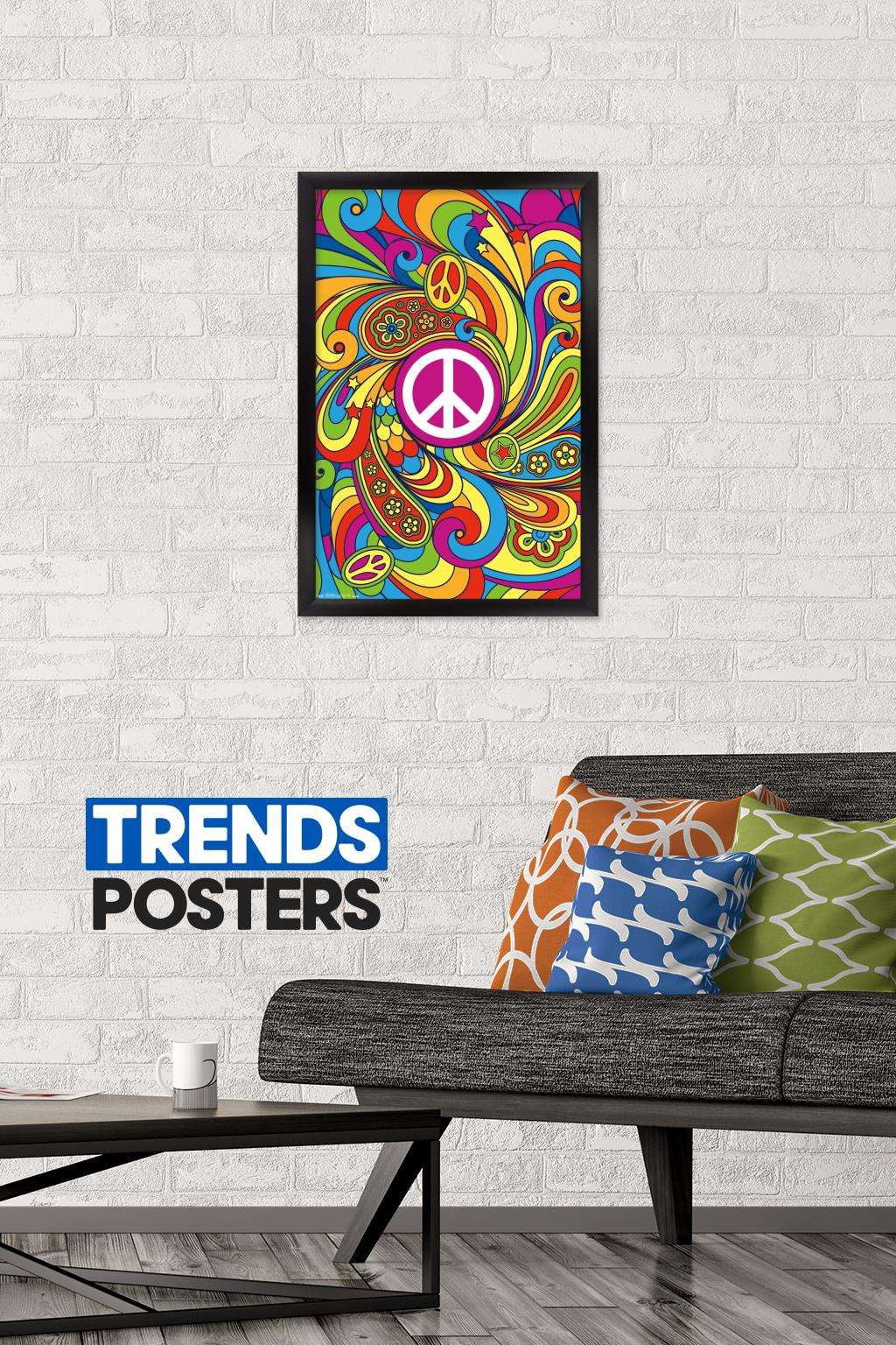 Peace Sign Wall Poster, 14.725" x 22.375", Framed