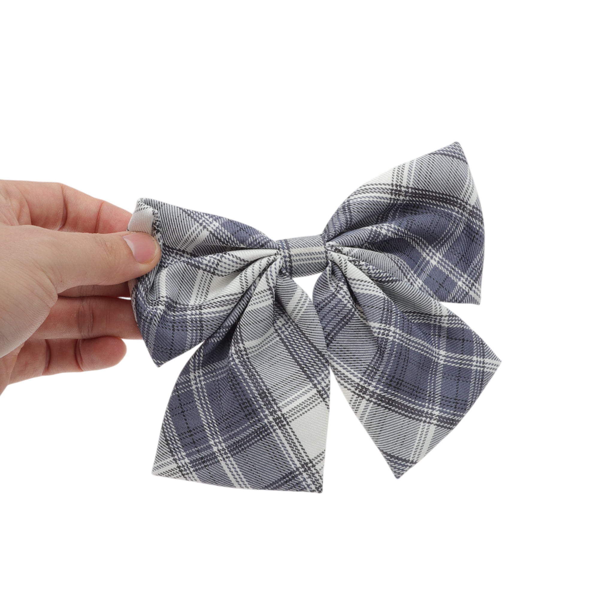 Unique Bargains Simple Plaid Bow Hair Clips Cyan Navy Blue Brown Yellow 3 Pcs