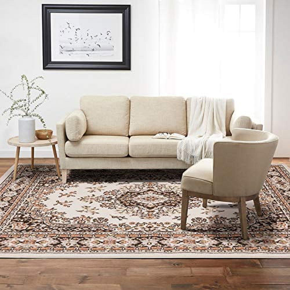 Home Dynamix Premium Sakarya Traditional Medallion Area Rug, Ivory/Brown, 5'3"x7'5"