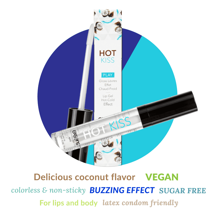 Exsens Hot Kiss Coconut Arousal Lip Gloss, Enhance Sexual Pleasure