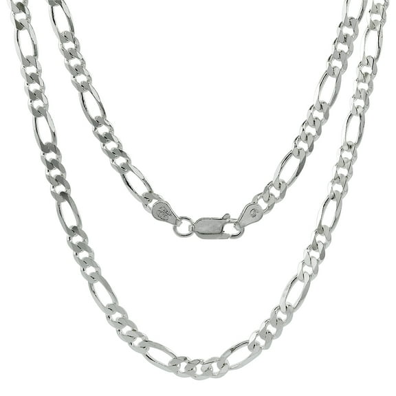 925 Sterling Silver Solid Figaro Chain Link Necklace 4.5mm