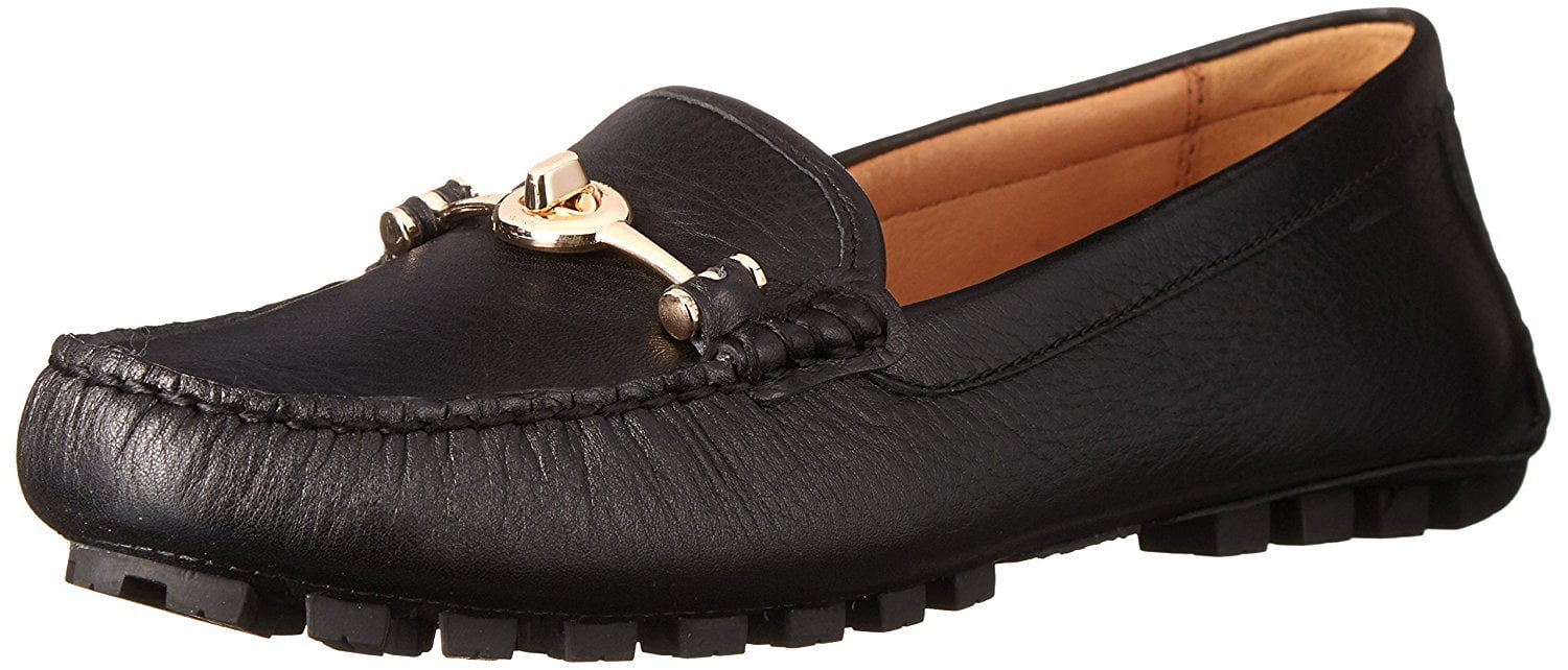 coach women's black leather loafers