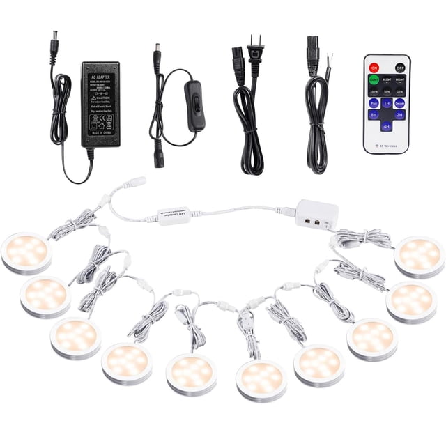 AIBOO Éclairage LED sous Armoire 12V Dimmable avec Télécommande RF Sans Fil, Câblé et Mural