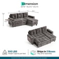 thumbnail image 2 of LINSY HOME 83" Modular Sectional Sofa with Pull Out Bed, Foldable Side Table & Storage Chaise, 3-Seat L Shape Couch with USB Charging for Living Room, Chenille Gray, 2 of 11