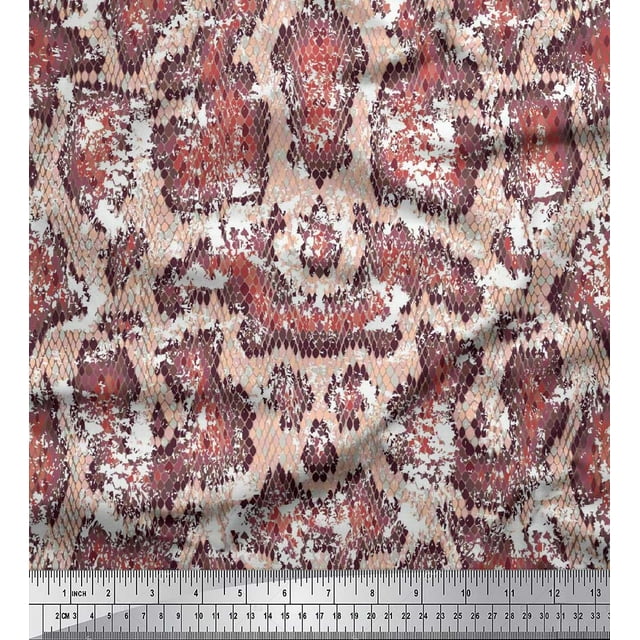 Soimoi Moss Georgette Fabric Snake Animal Skin Printed Fabric 1 Yard 42 Inch Wide