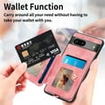 thumbnail image 3 of SaniMore for Google Pixel 6A Wallet Case, [RFID Blocking] Elastic Card Slot Vehicle Magnetic PU Leather Ring Holder & Lanyard Stand Money Pocket Protective Cover for Google Pixel 6A, Pink, 3 of 12