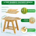 ETECHMART Bamboo Shower Bench, A-shaped Natural Bamboo Waterproof