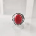 thumbnail image 3 of NEW Coral Mans Ring, Natural Red Coral Ring, Unisex Ring, Silver Jewelry, 925 Silver Ring, Birthday Gift, Heavy Mens Ring, Arabic Design, Ottoman Style Ring, Christmas, Turkey Mens Signet Ring, 3 of 7