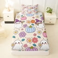 thumbnail image 3 of Manfei Funny Ghosts Flowers Twin Sheets,Happy Halloween Bedding,Pink,3-Piece,1 Fitted Sheet and 1 Pillowcase, 3 of 6