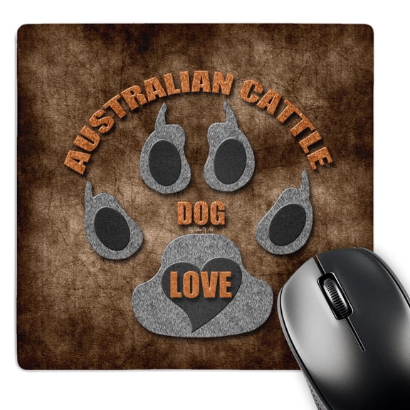 3dRose, Australian Cattle Dog Love Dog Breed in Gray and Brown, MousePad