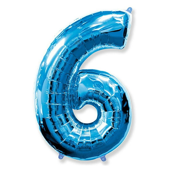 42 inch Number 6 - Blue Foil Mylar Balloon - Party Supplies Decorations
