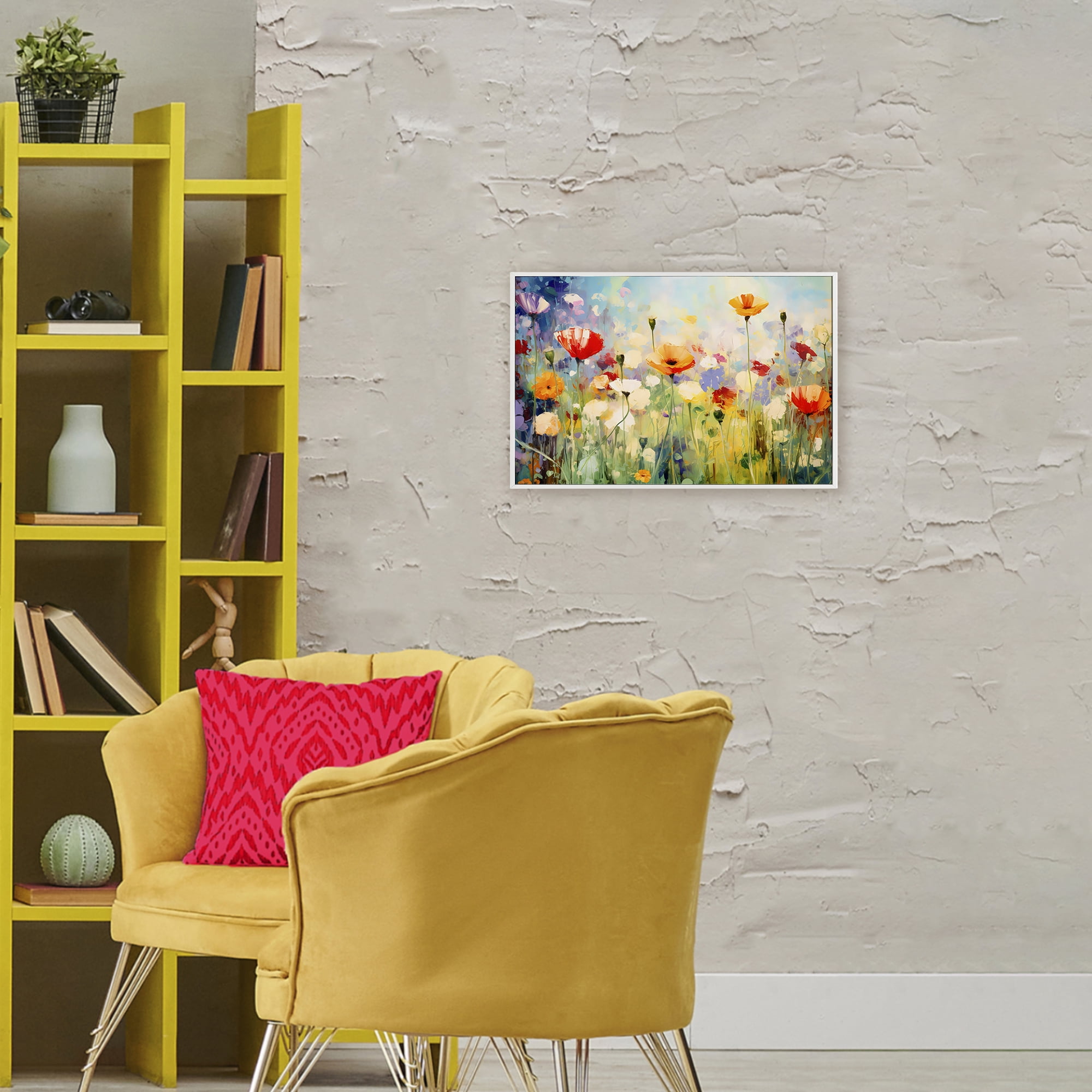 Stupell Industries Sunlit Meadow of Colorful Blooms White Framed Giclee Art, design by Creative Studio