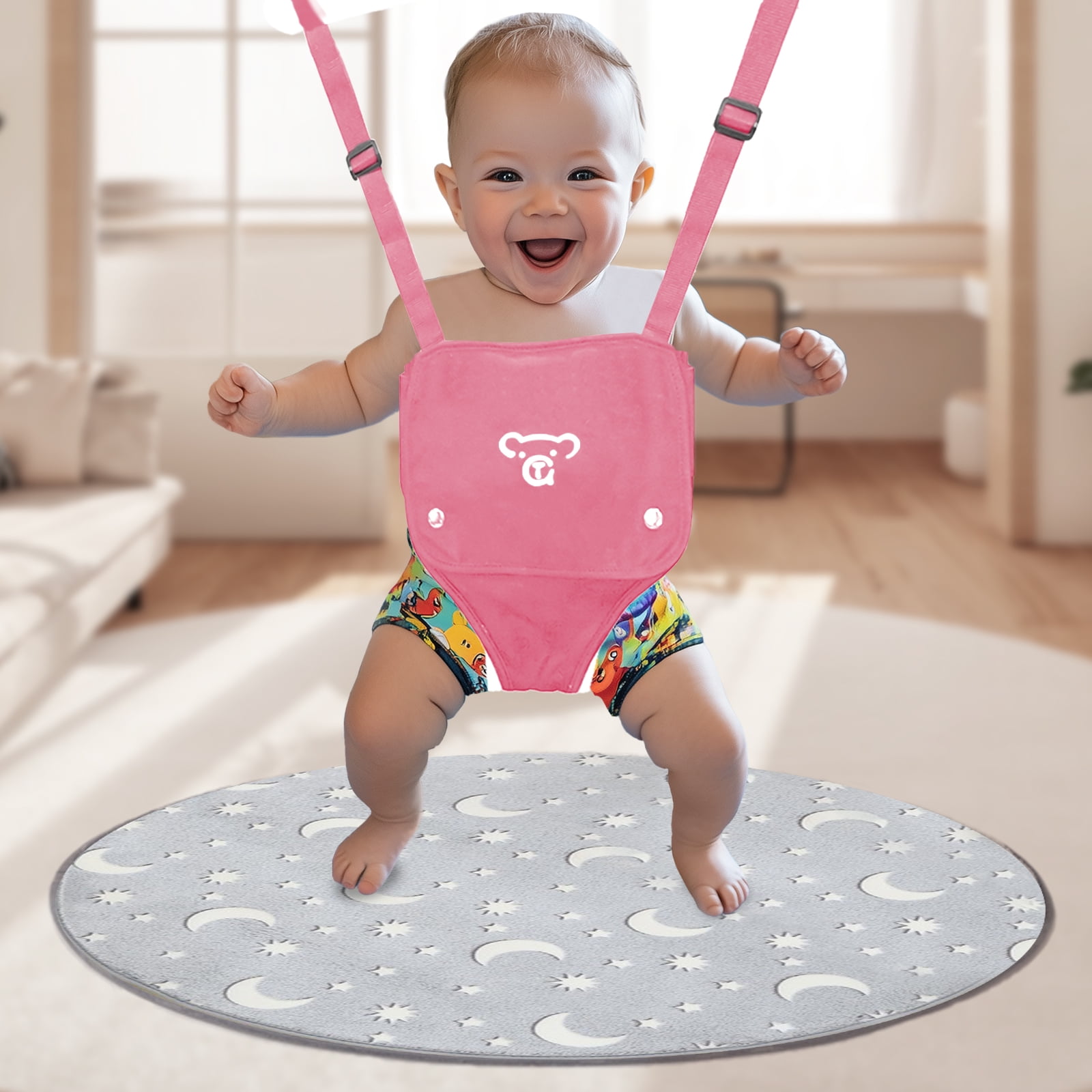 G TALECO GEAR Baby Jumper with Stand, Portable Baby Bouncers and Jumpers with Floor Mat, Jumper for Baby Boys/Girls, Pink