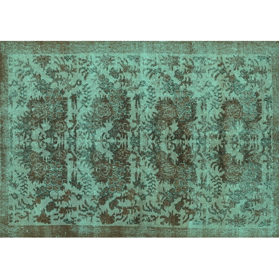 Ahgly Company Indoor Rectangle Persian Turquoise Blue Traditional Area Rugs, 2' x 5'
