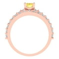 thumbnail image 4 of 1.16 ct Brilliant Emerald Cut Yellow Zircon 14k Rose Gold Solitaire with Accents Engagement Bridal Wedding Ring Band Set size 8.25, 4 of 7