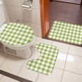 thumbnail image 4 of Green Plaid Bath Mat 3 Piece Bathroom Rug Set, Gradient Geometric Buffalo White Checkered Non Slip Bath Rug Contour Mat and Toilet Lid Cover, Absorbent Shower Mats Soft Bath Rugs and Mats Sets, 4 of 8