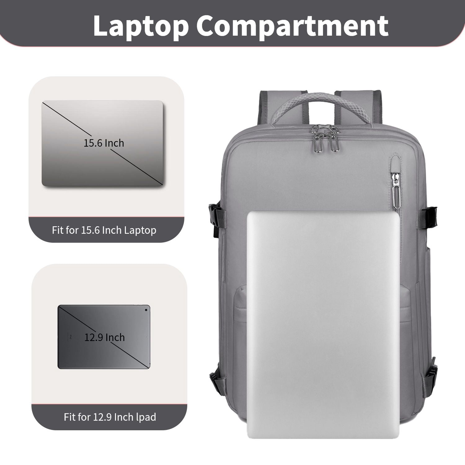 Travel Backpack for Women, 15.6 Inch Laptop Backpack with USB Charging Hole, College Bookbag, Large Capacity Black Computer Backpacks for Work