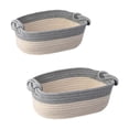 thumbnail image 1 of Cesta de cuerda de algodón con asas, cesta de almacenamiento, cesta organizadora debajo del estante gris blanco, 1 of 9