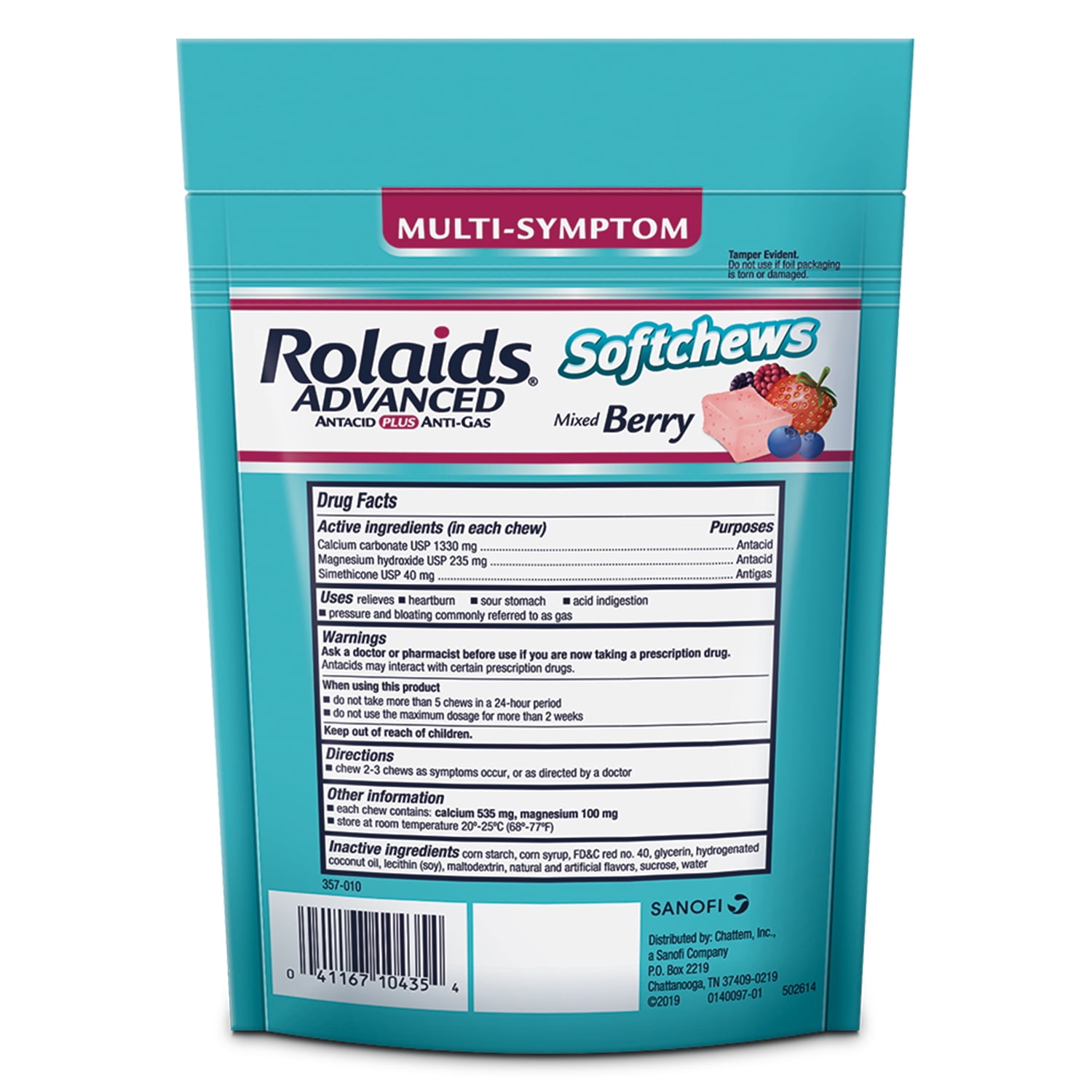 Rolaids Advanced Softchews, Heartburn and Gas Relief, Mixed Berry, 28 Ct