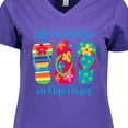 thumbnail image 4 of Inktastic Life is Better Flip Flops Women's V-Neck T-Shirt, 4 of 5