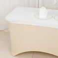 thumbnail image 5 of Balsa Circle 4 feet White Fitted Spandex Rectangular Table Top Cover Wedding Catering Home Dining Party, 5 of 8