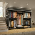 thumbnail image 6 of Heavy Duty Clothes Rack with Cover Loads 900LBS, Clothing Racks for Hanging Clothes, Freestanding& Adjustable Closet with Cover, Black, 74.9" Wx17.8 Dx76.9 H, 6 of 7