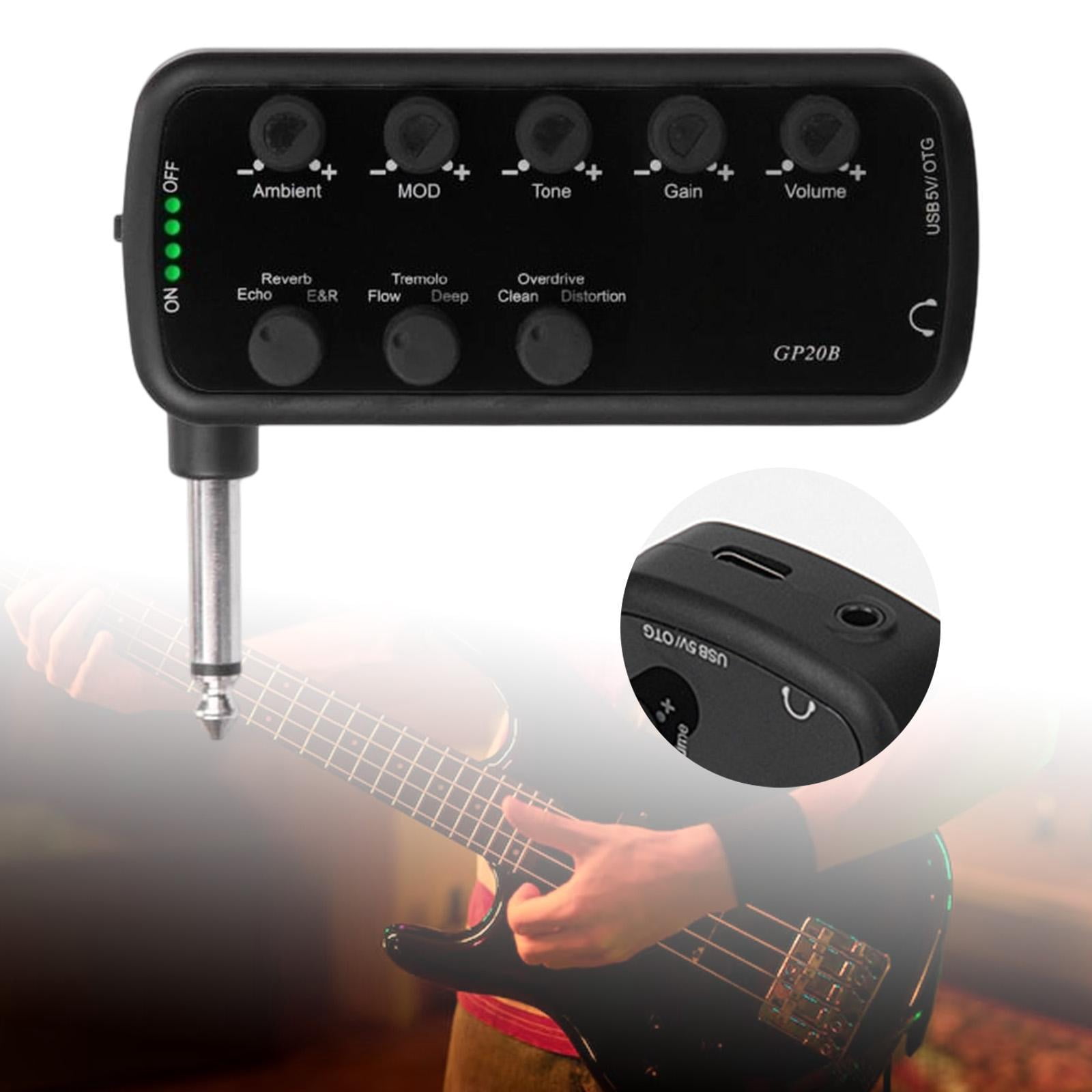 QccHieUs Bass Headphone Amp Built-in 3 Effects for Home Performances Studio Recording