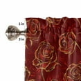 thumbnail image 5 of Yellow Roses Kitchen Curtains and Valances Set, Christmas Xmas Red Background Retro Rod Pocket Window Valance 18 Inch Window Curtain Panels for Living Room Bedroom Laundry, 27.5x24in, 3 Pieces, 5 of 7