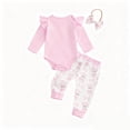 thumbnail image 4 of CAICJ98 3PCS Western Baby Girl Outfit Ruffled Long Sleeve Romper Bow Cow Print Pants Headband Set Cowgirl Clothes,Size 3-6 Months, 4 of 4