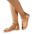 thumbnail image 4 of HBYJLZYG Womens Flat Sandals, Comfortable Round Toe Causal Metal Chain Ankle Strap Sandals, For Summer Beach Oceanside Holiday Outdoor, 4 of 8