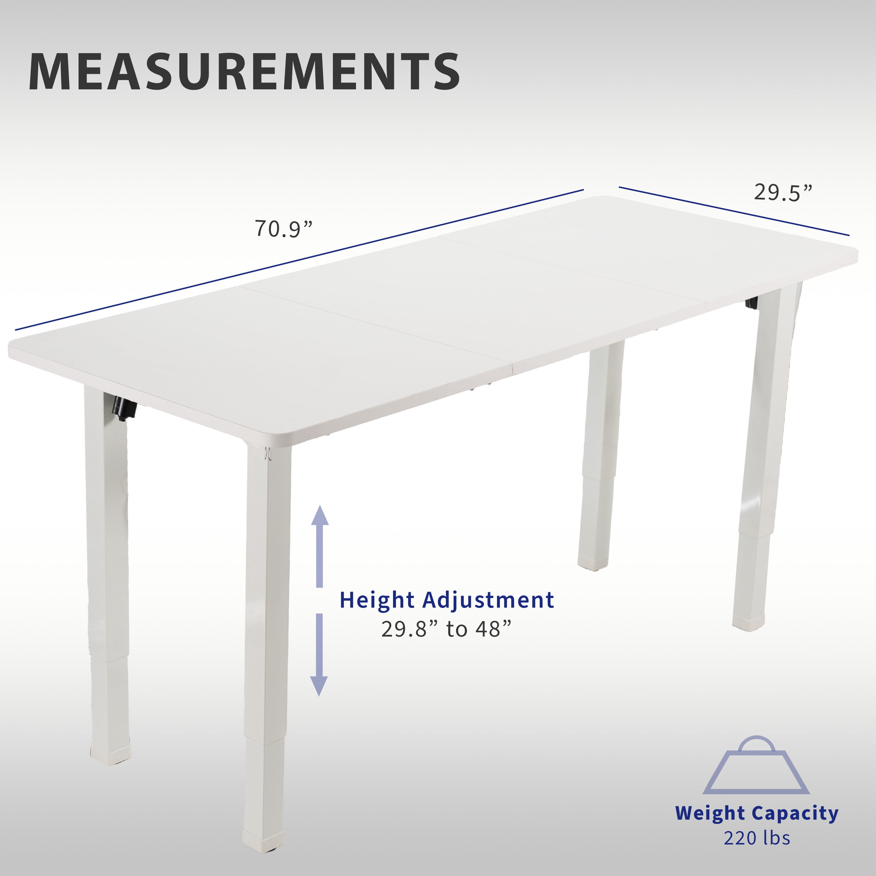 VIVO Electric 71” x 30” Standing Desk, White Table Top, White Frame