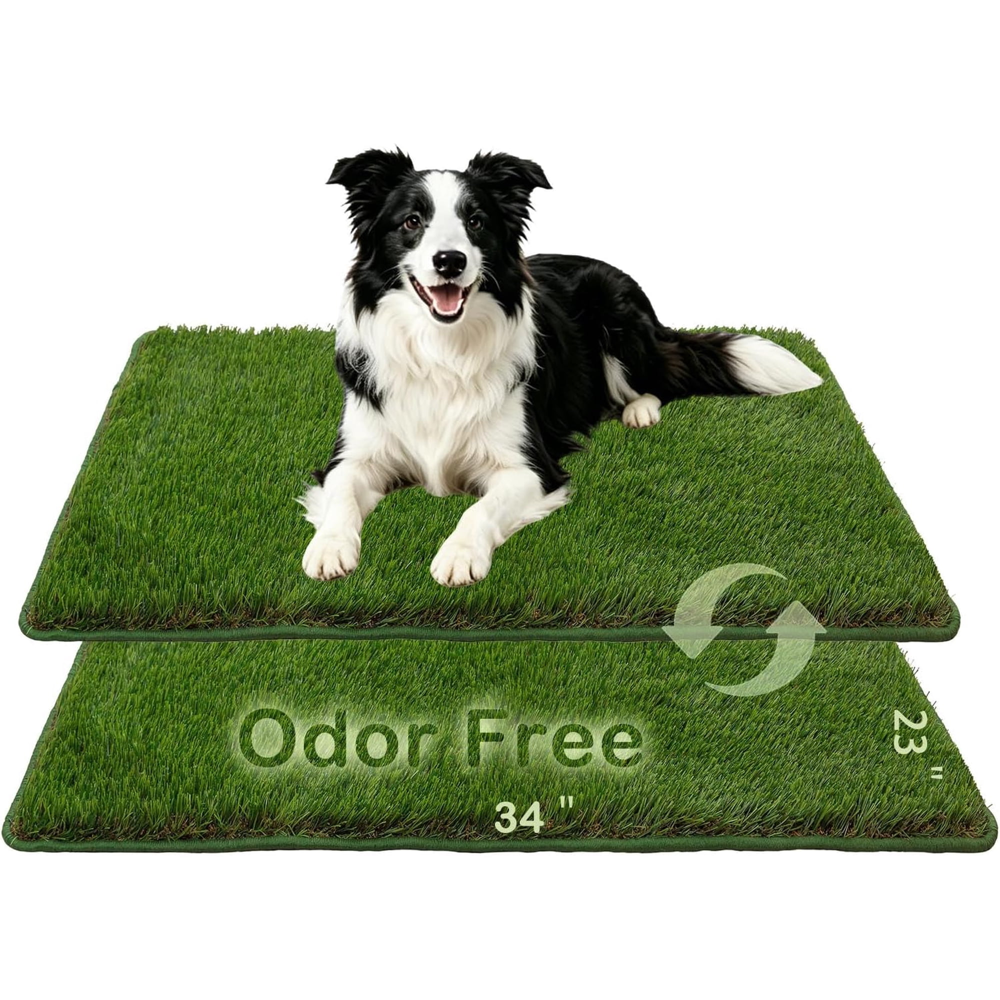 Artificial Grass,Odor Free Dog Grass Mat,Puppy Potty Training Pad | Strong Absorbency Grass Pad with Countless Drainage Holes,Soft,Realistic,Hemmed Edge,Easy to Clean(2PCS)