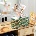 thumbnail image 3 of Yayeee 2 Pack Qtip Holder Bathroom Cotton Swab Canister with Lid Clear Dispenser Set, Green Wave Pattern, 3 of 6