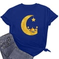 thumbnail image 6 of Penkiiy Muslim Ramadan T-Shirt for Women Women's Summer Moon Graphic Shirts Cute Boho Short Sleeve Round Neck Tee Girls Casual Loose Blouses 2XL Blue, 6 of 6