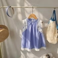 thumbnail image 6 of Glisme Fashion Girls Dresses Size 18-24 M Toddler Sleeveless Dress Solid Color Back Bow Swing Dress Summer Dress Day Wear Blue Sundress For Girl, 6 of 8