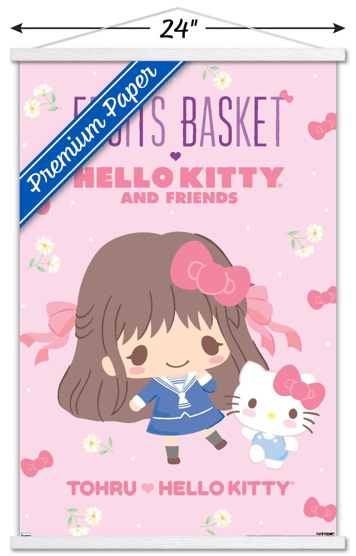 Fruits Basket x Hello Kitty and Friends - Tohru and Hello Kitty Wall Poster with Magnetic Frame, 22.375" x 34"