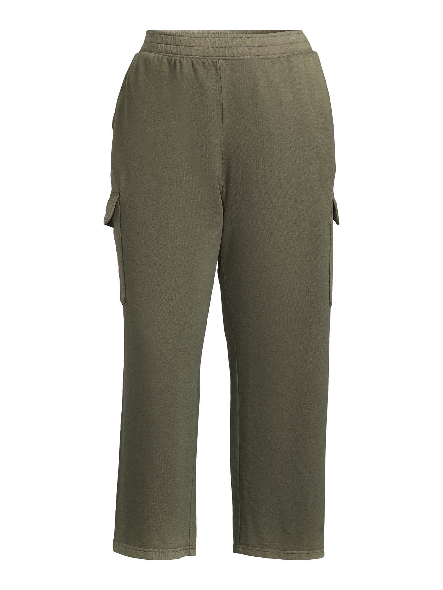Terra & Sky Women's Plus Size French Terry Cloth Cargo Pants, 28” Inseam