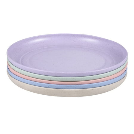 

Yardwe 5pcs Wheat Straw Plates Unbreakable Lightweight Dinner Plates Reusable Sturdy Dinnerware Set for Home Kitchen