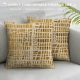thumbnail image 3 of JEUXUS  Square Geometrical Plaid Striped Cut Cushion Case Luxury Modern Throw Pillow Cover Decorative Pillow for Couch Sofa Living Room Bedroom Car, Beige, 3 of 5