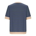 thumbnail image 3 of Lovskoo 2024 Striped Shirt Women Color Block Short Sleeve Crew Neck T-Shirts Casual Loose Pullover Tops Summer Tee Shirt Blue L, 3 of 5