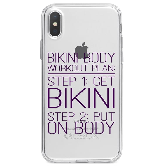DistinctInk Clear Shockproof Hybrid Case for iPhone X / XS (5.8" Screen) - TPU Bumper Acrylic Back Tempered Glass Screen Protector - Bikini Body Workout Plan Get Bikini Put On Body
