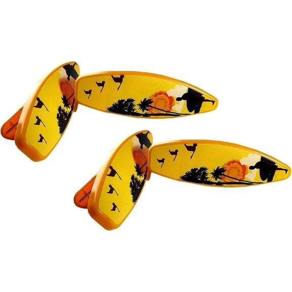2 Set (4 Ct) Yellow Surfboard Beach Towel Clips Jumbo Size for Beach Chair, Cruise Beach Patio, Pool Accessories for Chairs, Household Clip, Baby Stroller