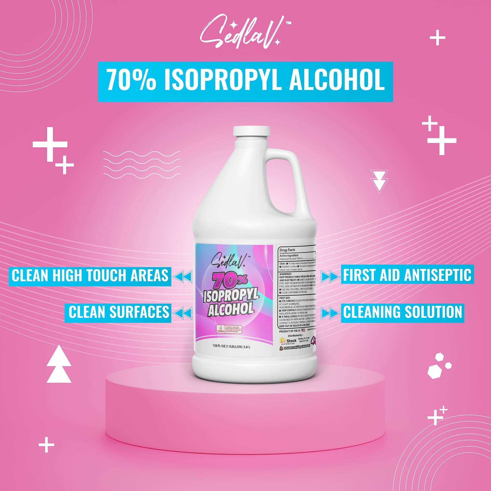 Isopropyl Alcohol 70% First Aid Antiseptic for Minor Cuts and Scrapes Rubbing Alcohol 2 GALLONS