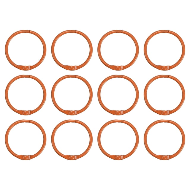 Unique Bargains 30mm Loose Leaf Binder Rings, 12 Pack 2.2mm Metal Flash Card Book Binding Rings for Key Chain Card, Orange