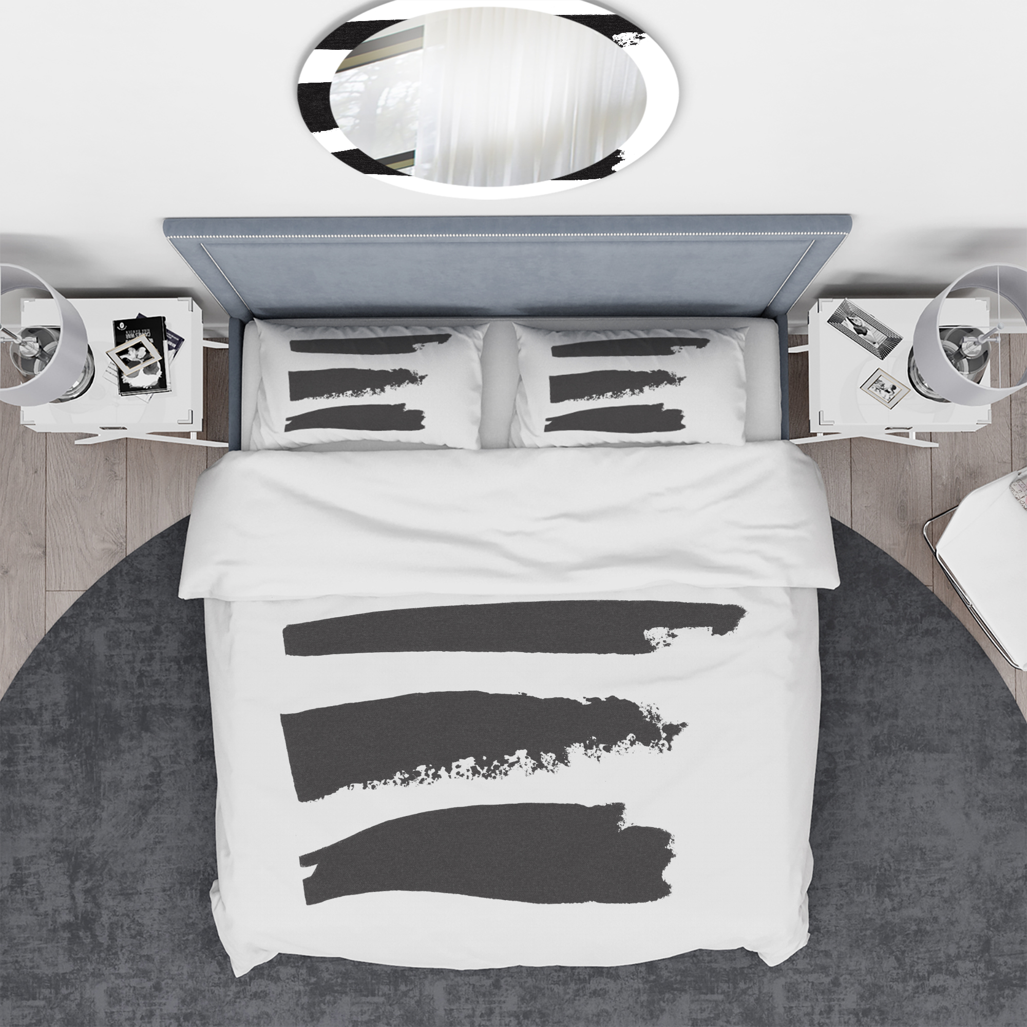 Designart 'Black and White Geometric Company II' Geometric Duvet Cover Set